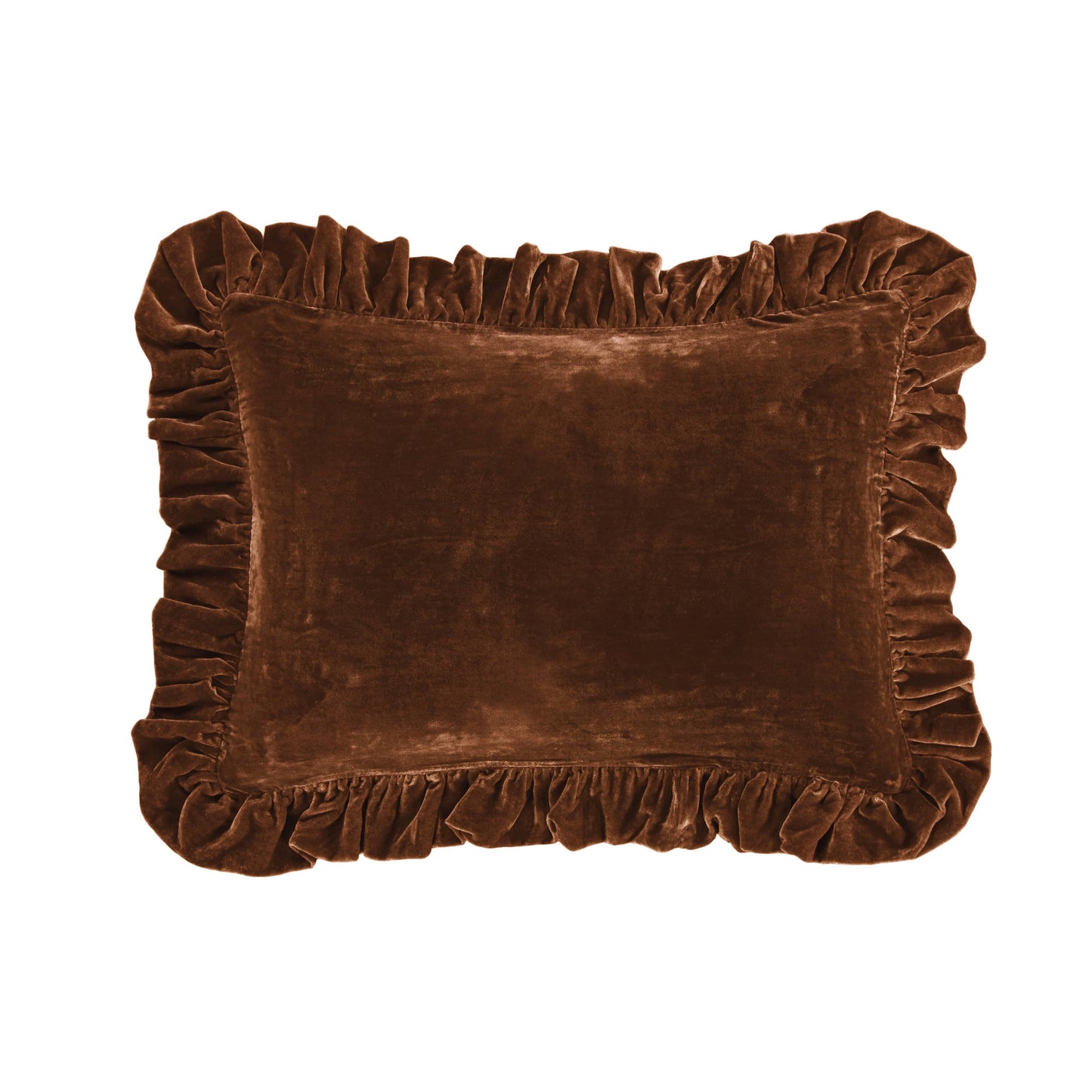 Stella Faux Silk Velvet Ruffled Oblong Pillow