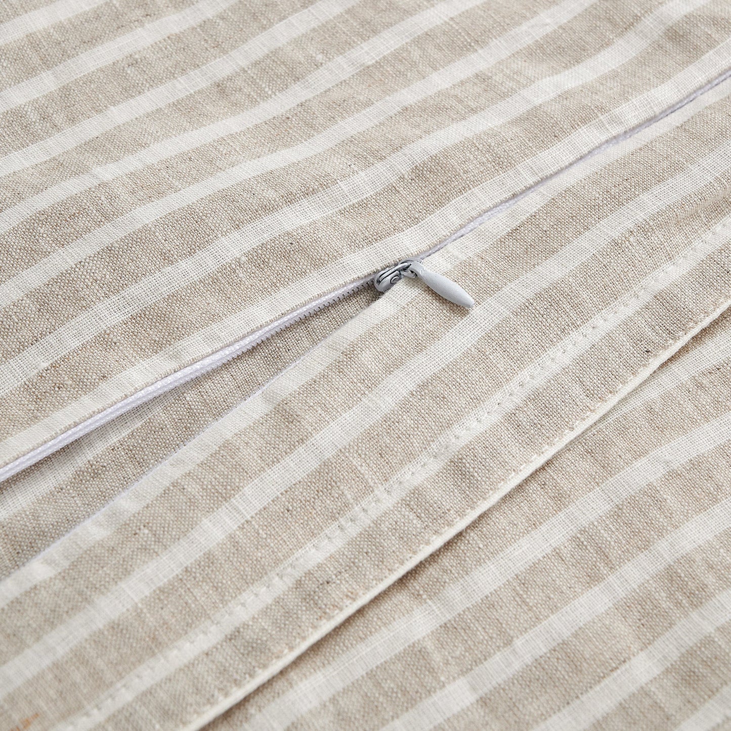 100% French Flax Linen Railroad Stripe Duvet Cover Set, 3 Pc