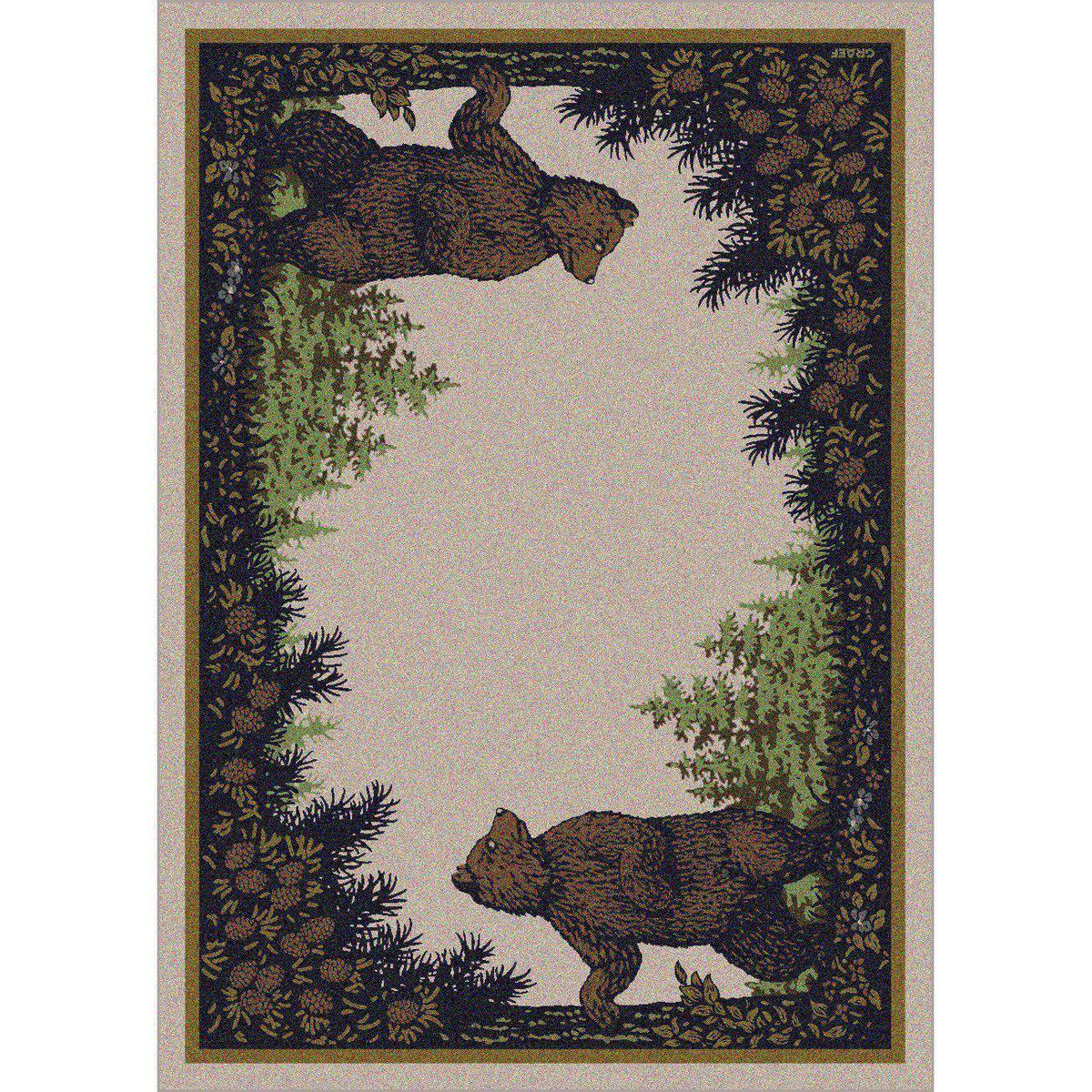 Fraternal Bears Rug – Green – cabin lodge area rug