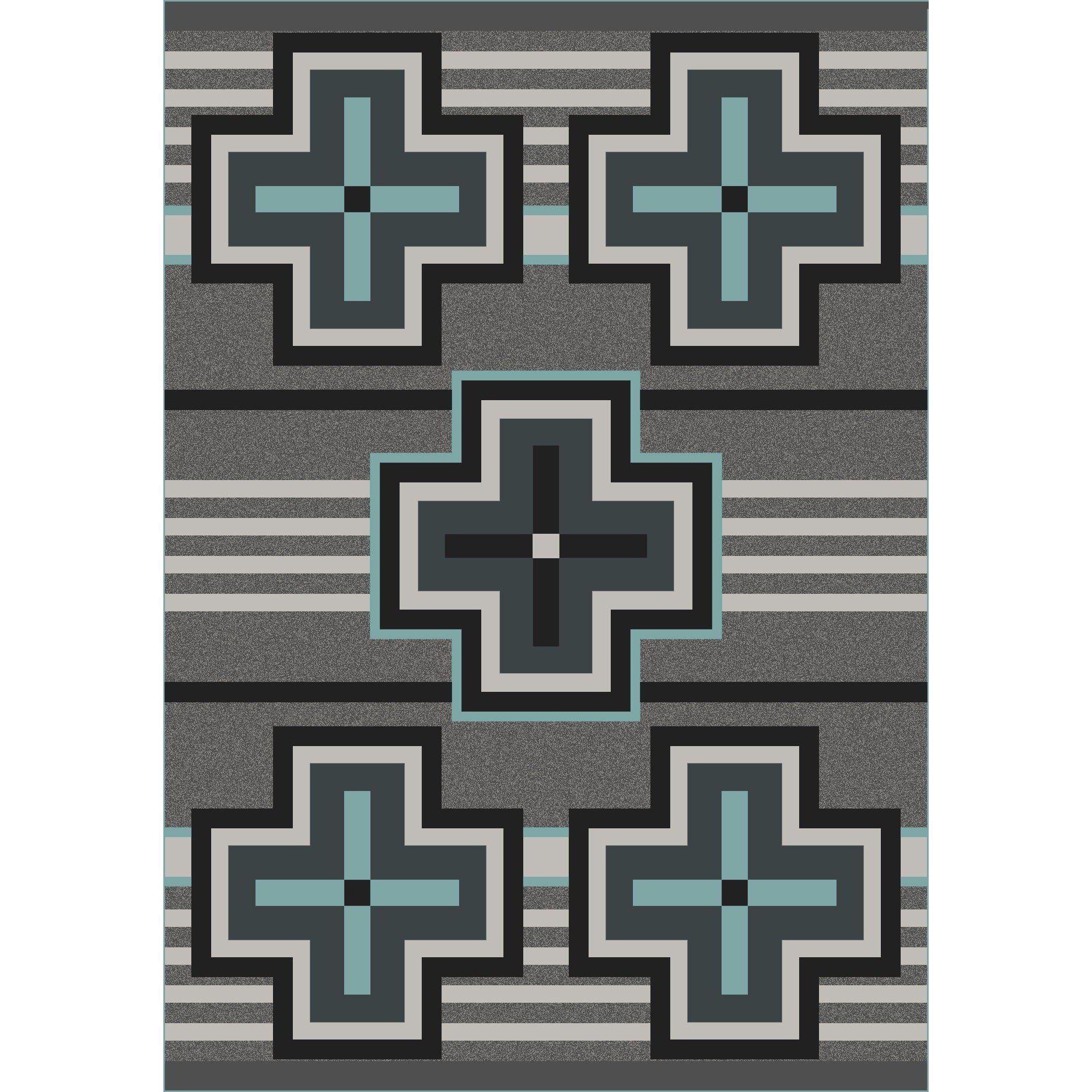Hunter Rug – Flint Turquoise – cabin lodge area rug