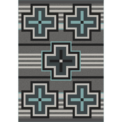 Hunter Rug – Flint Turquoise – cabin lodge area rug