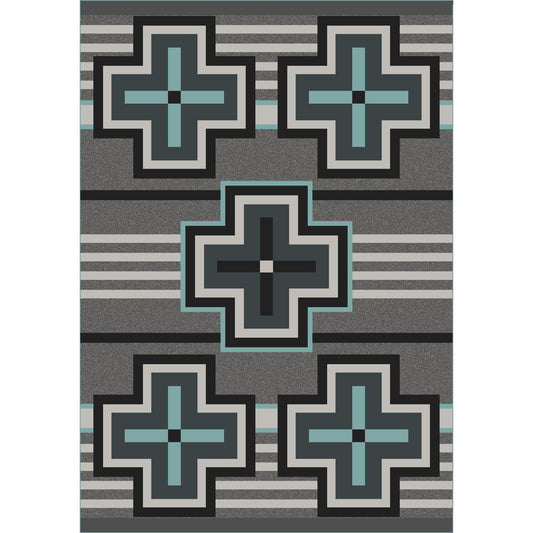 Hunter Rug – Flint Turquoise – cabin lodge area rug