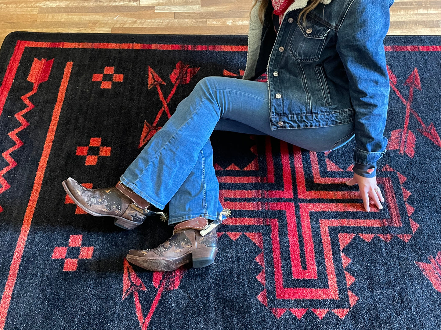 Shoot Me Straight Rug – Power Red – room setting
