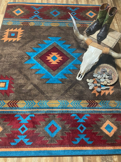 Whisky River Rug – Turquoise – room setting