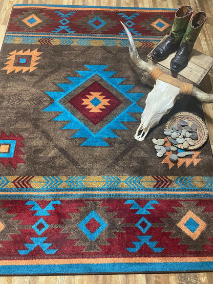 Whisky River Turquoise Rug – close up