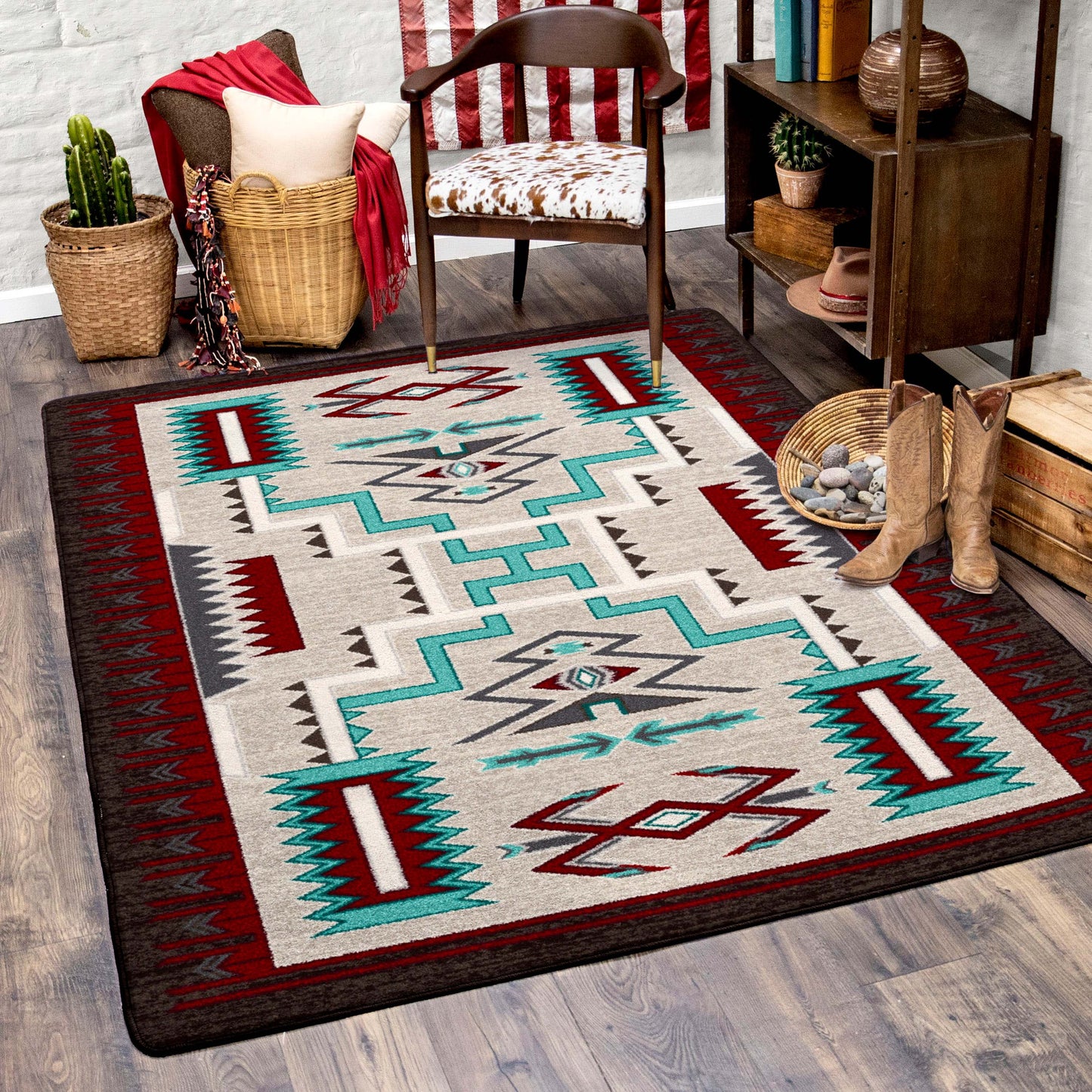 Prairie Wind Rug – Turquoise – detail view