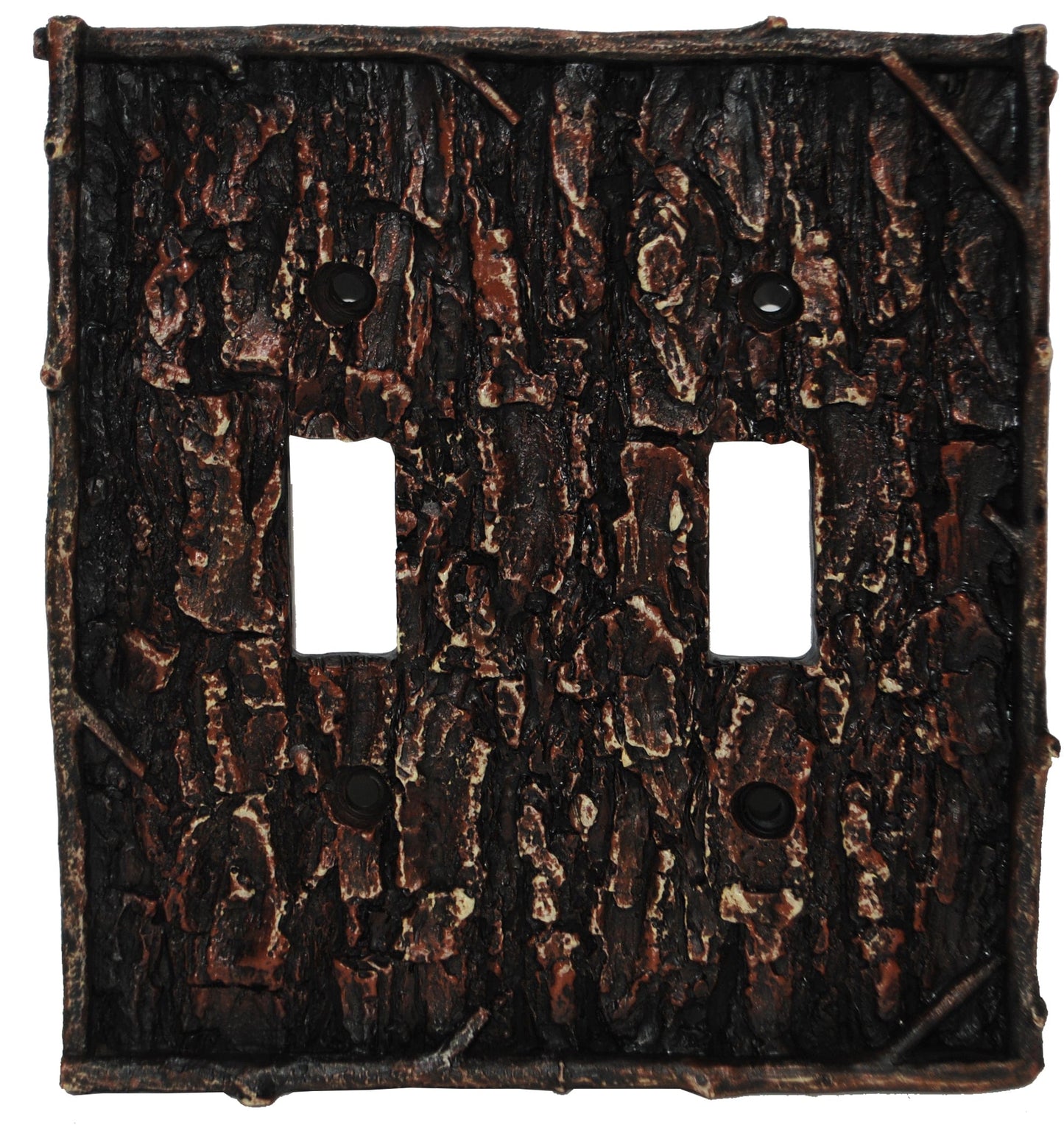 Pine Bark Double Wall Switch Plate