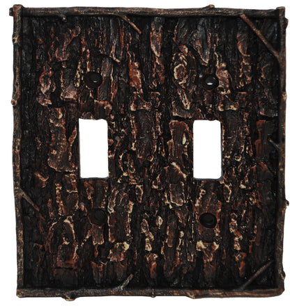 Pine Bark Double Wall Switch Plate