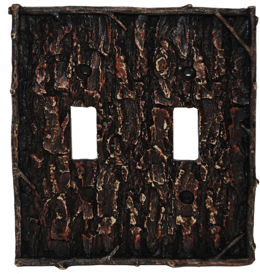 Pine Bark Double Wall Switch Plate