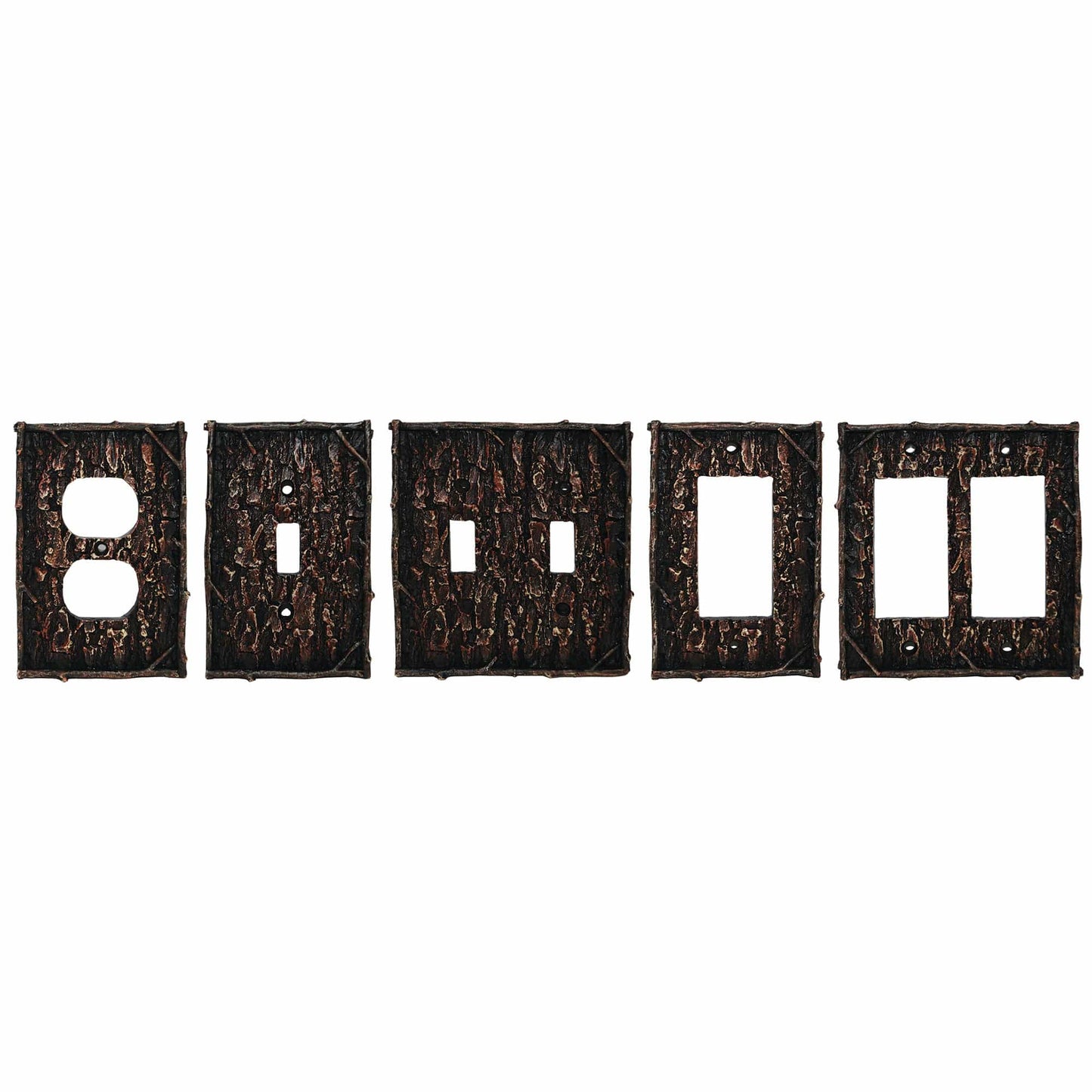 Pine Bark Double Rocker Wall Switch Plate
