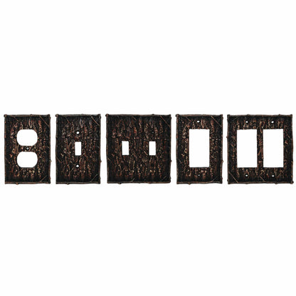Pine Bark Double Rocker Wall Switch Plate