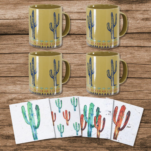 Cactus Mug & Coaster Set, 8 Pc