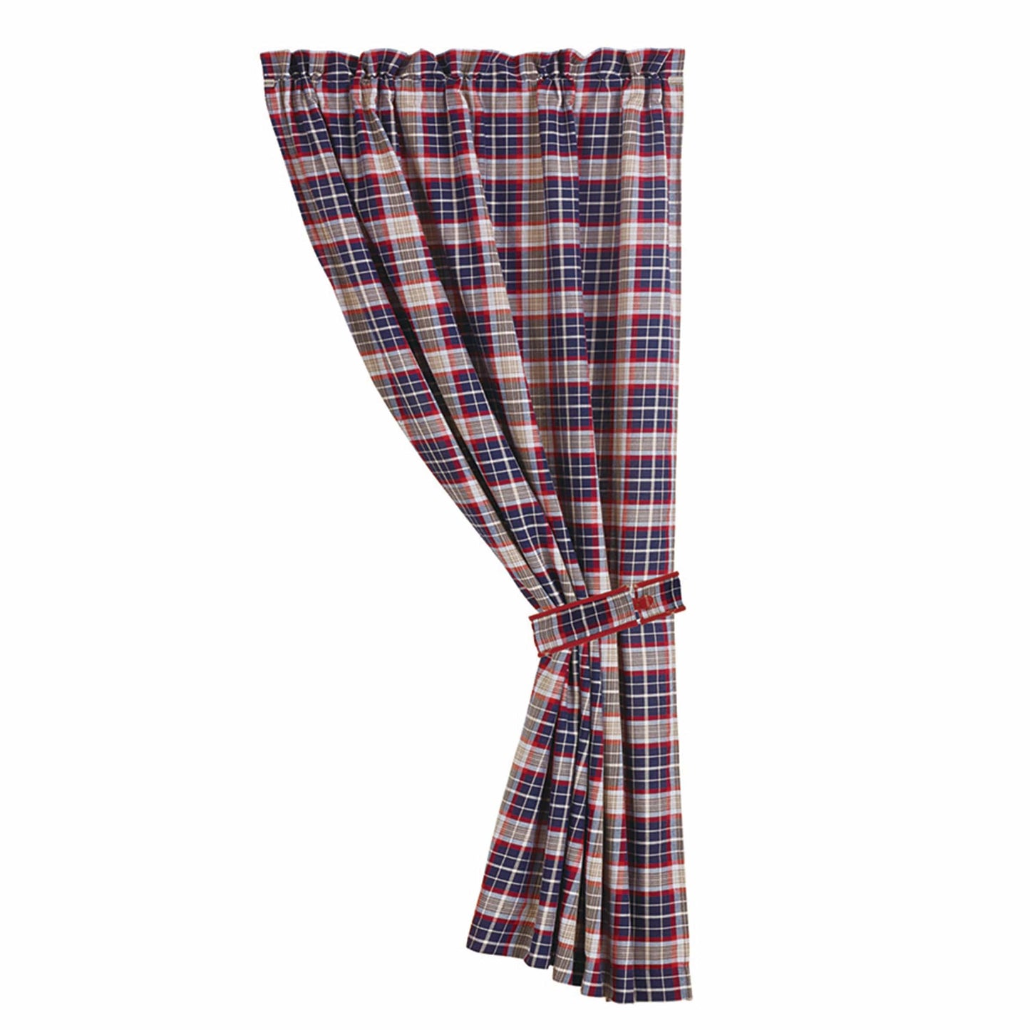 Blue Plaid Curtain with Tieback
