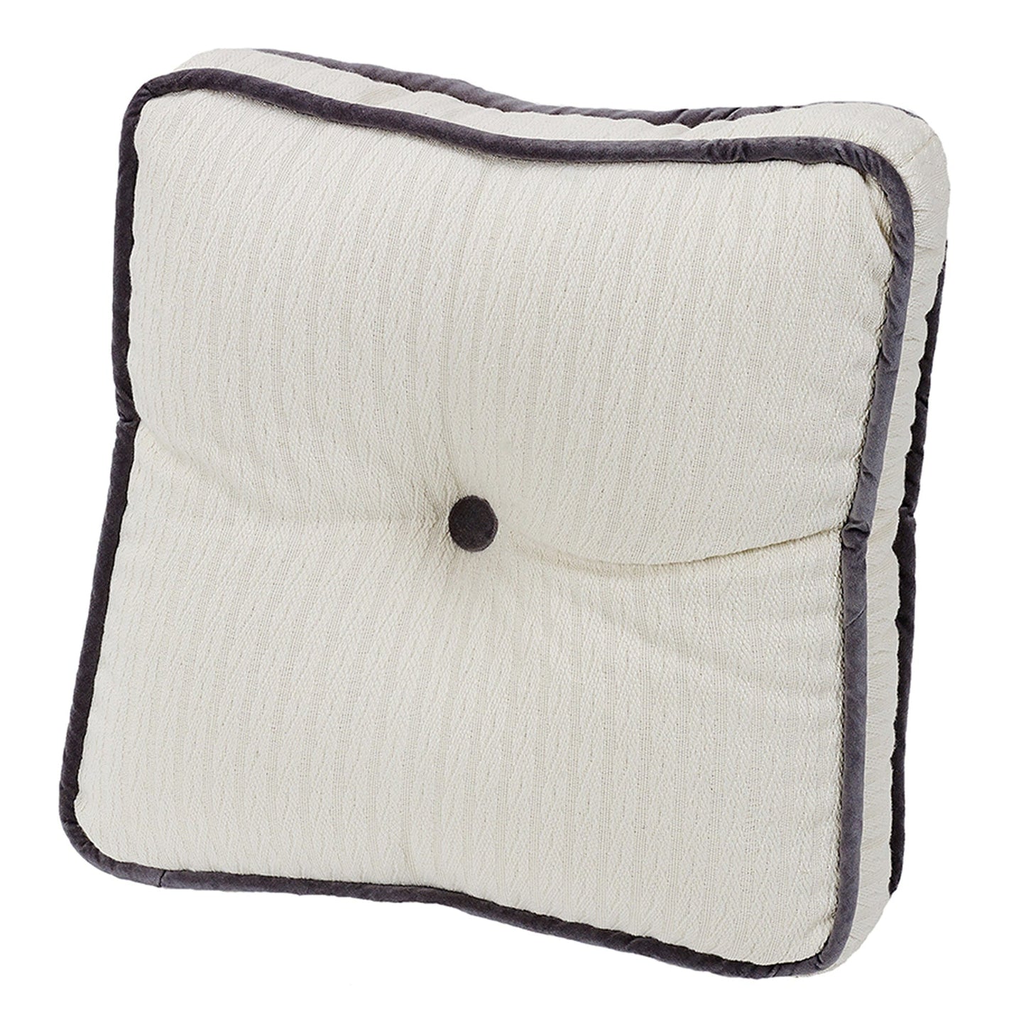 Whistler Charcoal Velvet Trimmed Tufted Box Pillow
