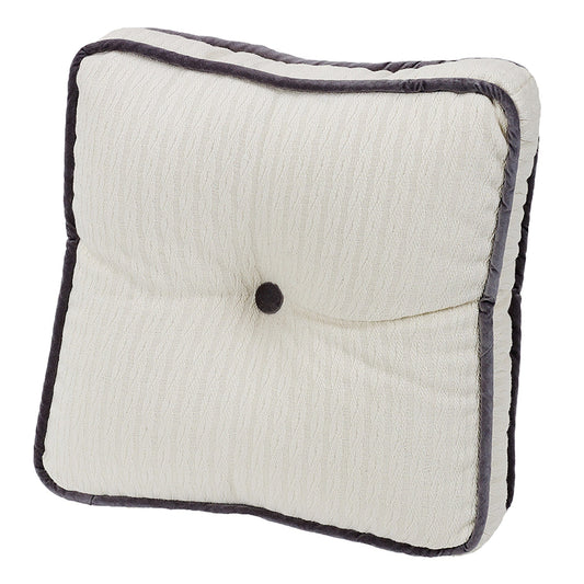 Whistler Charcoal Velvet Trimmed Tufted Box Pillow
