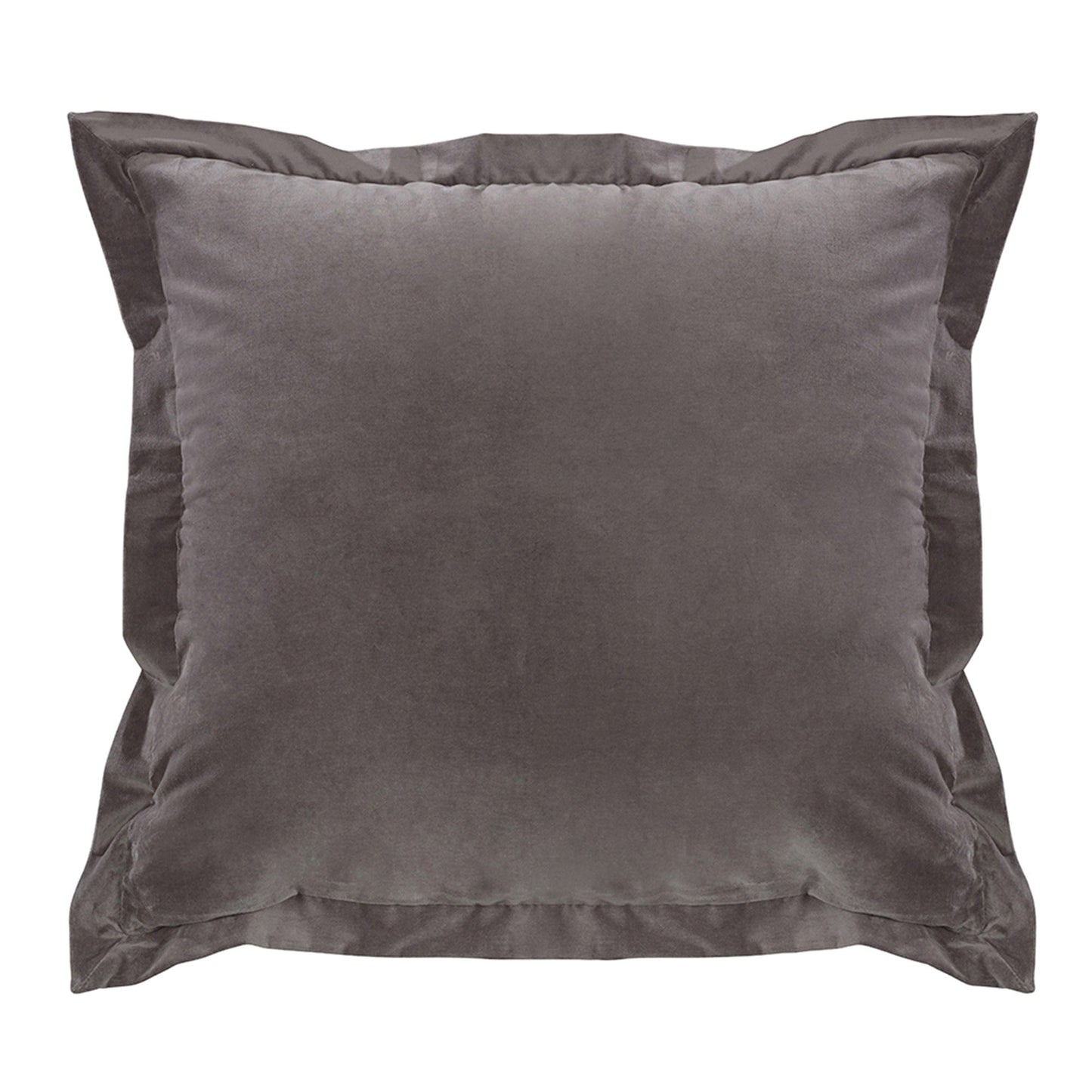 Whistler Flanged Gray Velvet Square Pillow