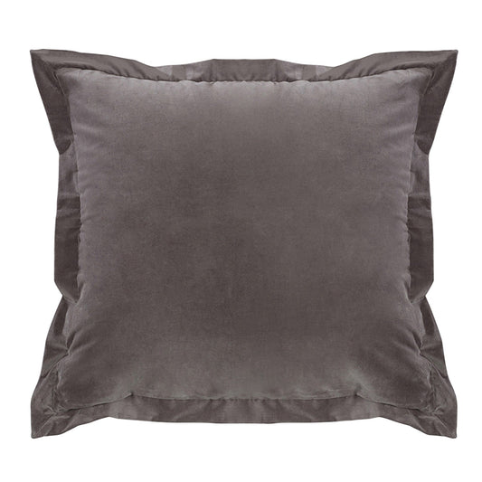 Whistler Flanged Gray Velvet Square Pillow