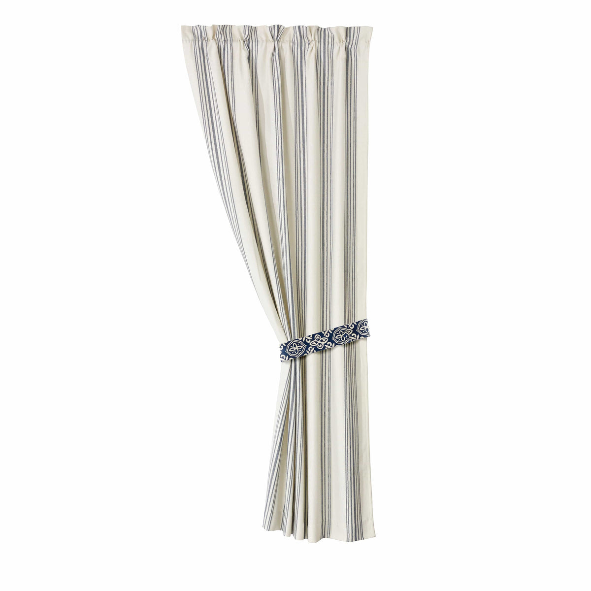 St. Claire White & Navy Striped Curtain Set, 2 Pc