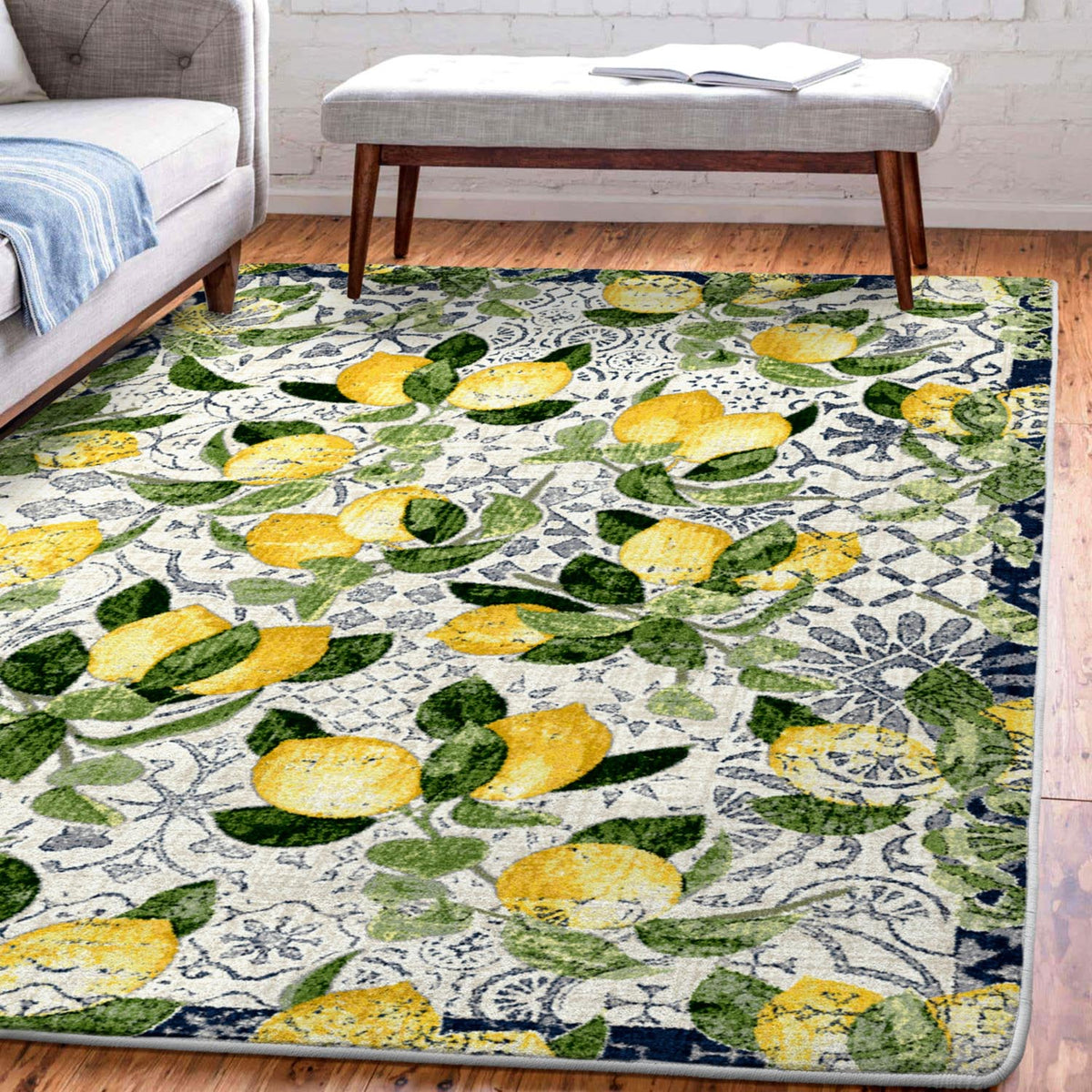 Lemon Bloom Rug – Fresh Citrus – detail view
