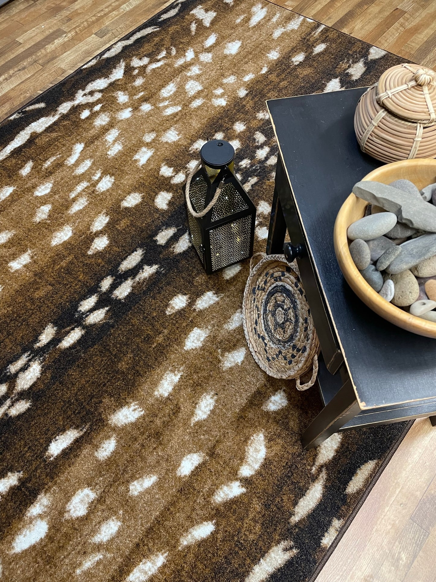 Emery Axis Hide Rug – Brown – room setting