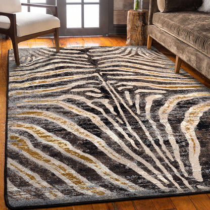 Midnight Zebra Rug – Rawhide – detail view