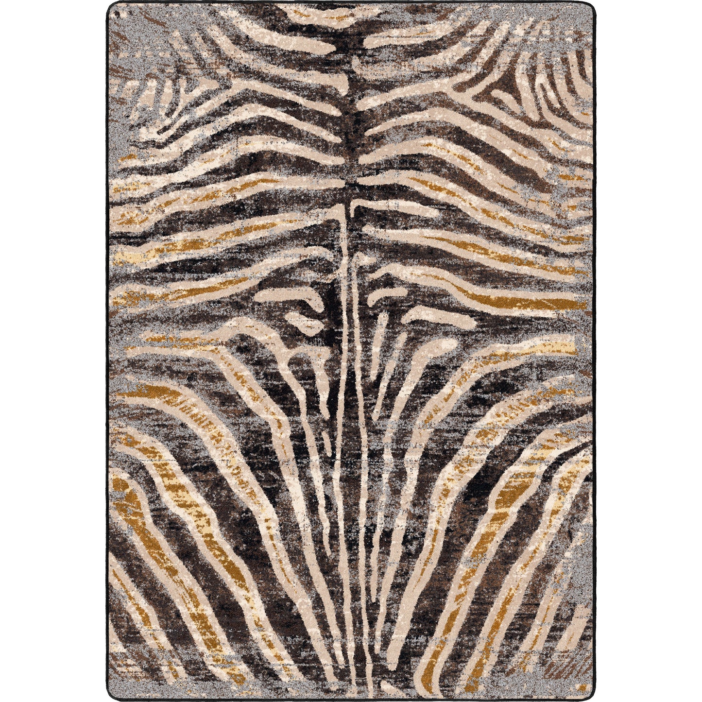 Midnight Zebra Rug – Rawhide – cabin lodge area rug