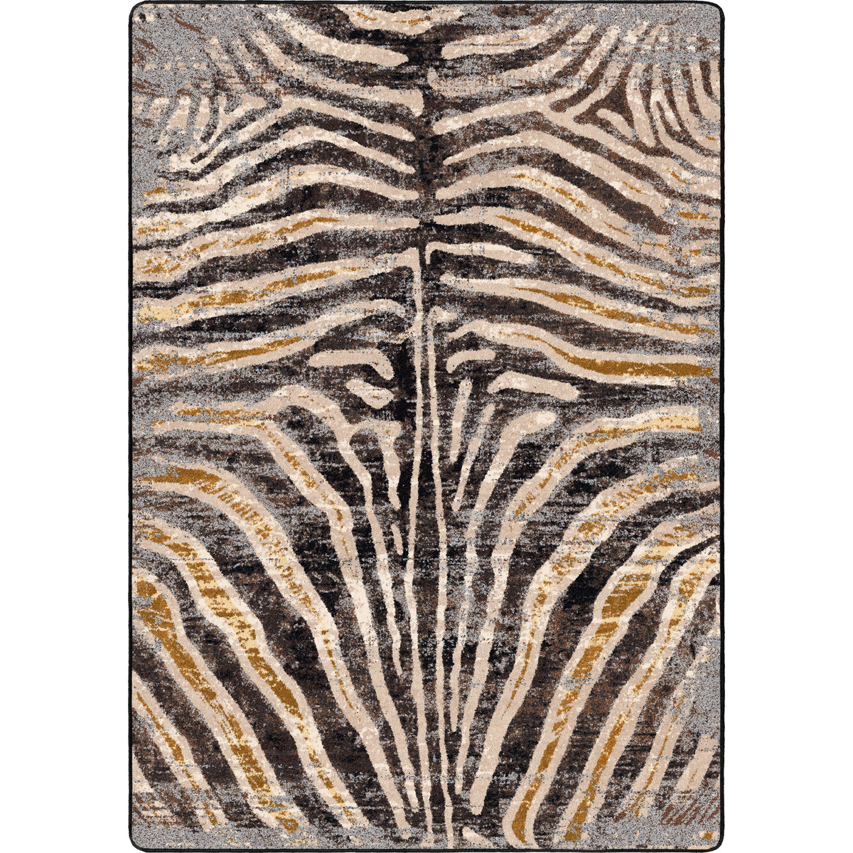 Midnight Zebra Rug – Rawhide – cabin lodge area rug