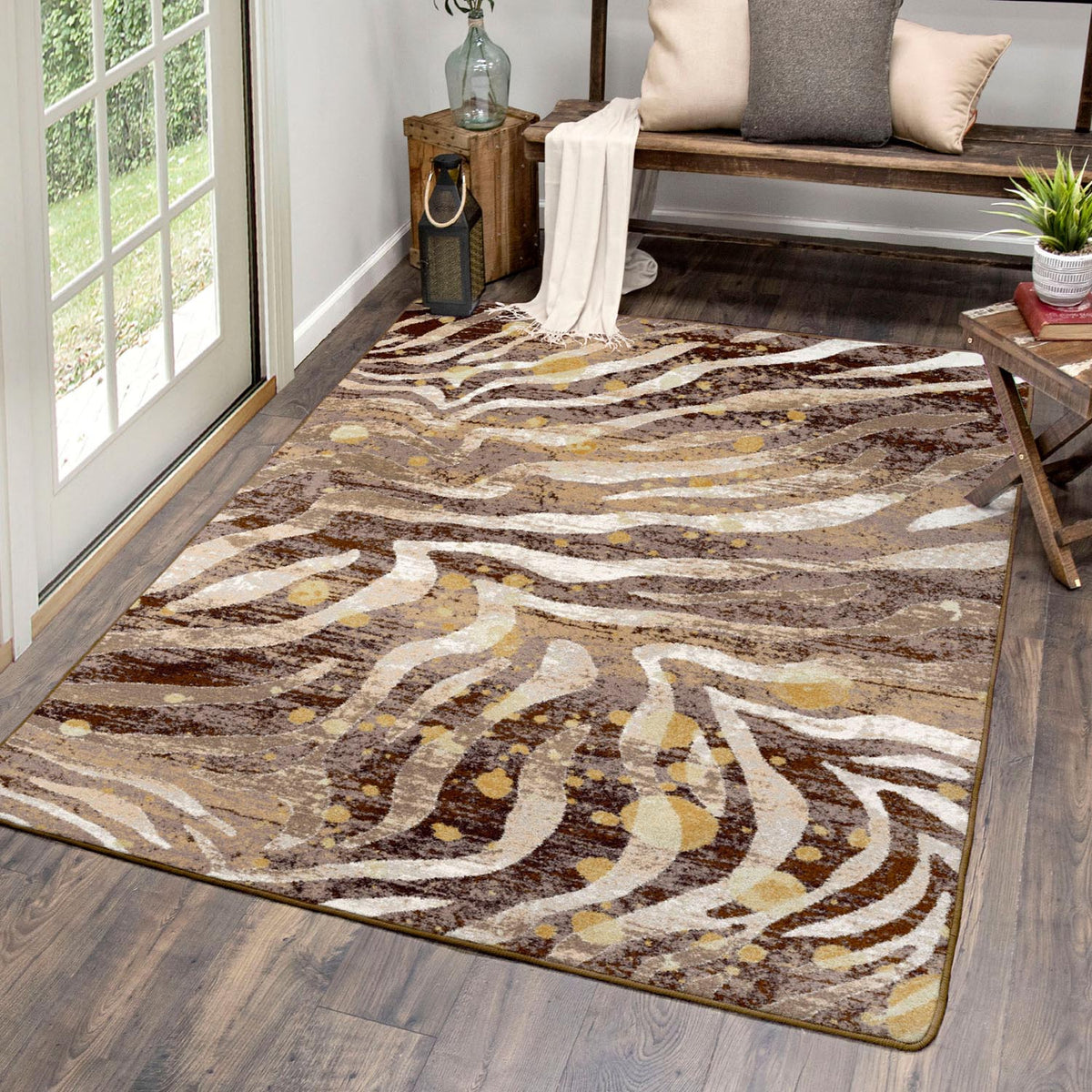 Modern Zebra Rug – Gold Splash – detail view