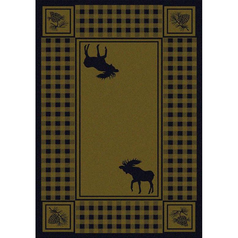 Moose Couple Refuge Rug – Green – cabin lodge area rug