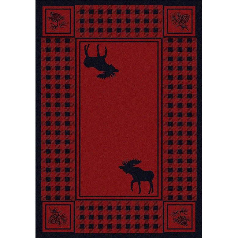 Moose Couple Refuge Rug – Red – cabin lodge area rug