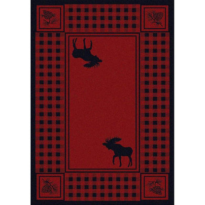 Moose Couple Refuge Rug – Red – cabin lodge area rug
