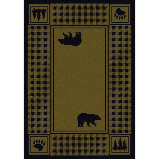 Mother Bear Refuge - Green-CabinRugs Southwestern Rugs Wildlife Rugs Lodge Rugs Aztec RugsSouthwest Rugs