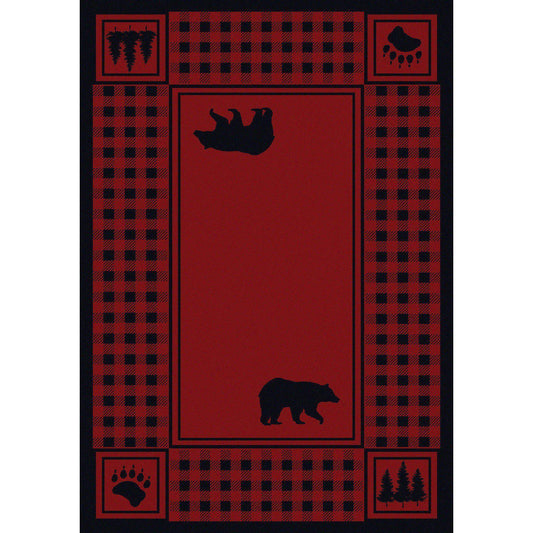 Mother Bear Refuge - Red-CabinRugs Southwestern Rugs Wildlife Rugs Lodge Rugs Aztec RugsSouthwest Rugs