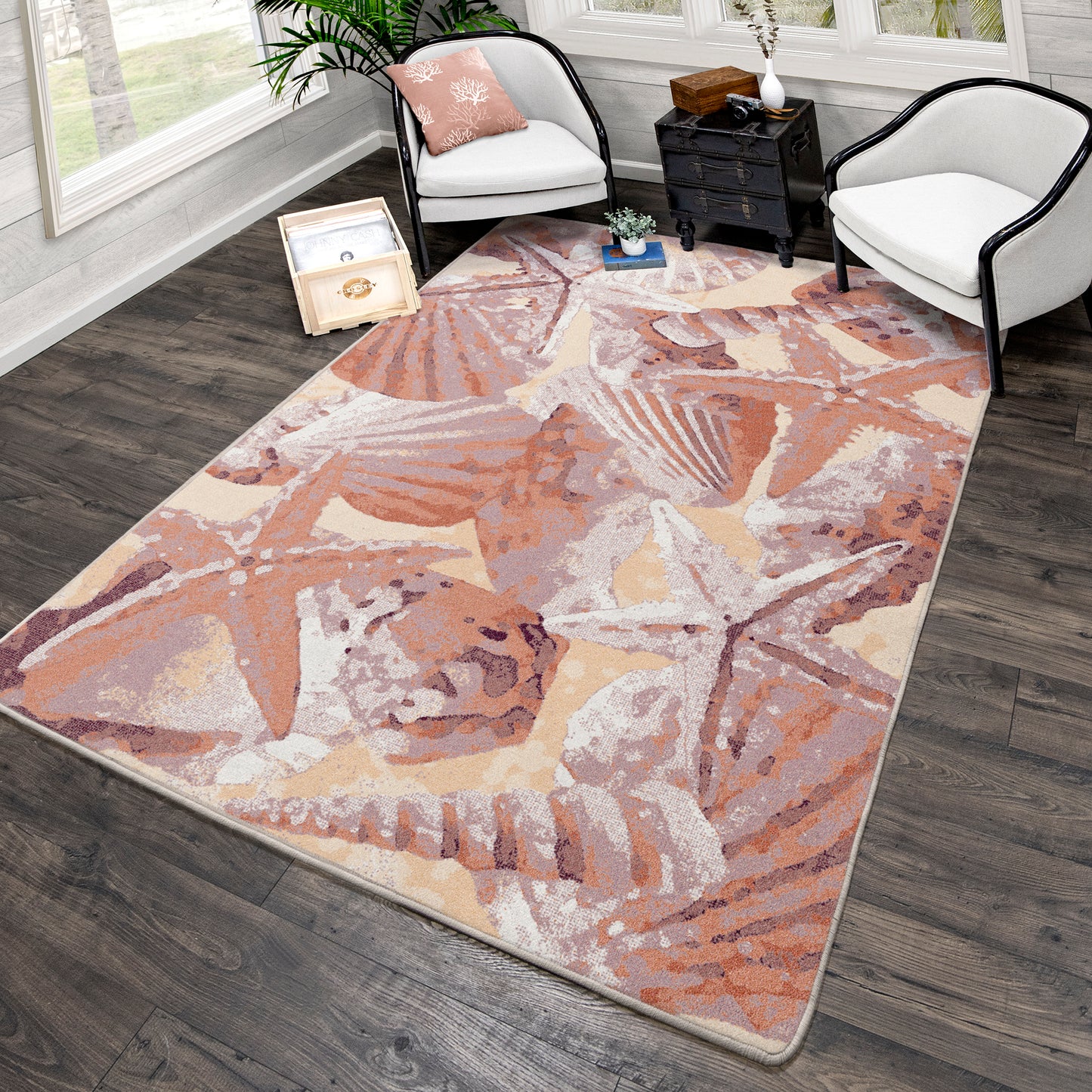 Ocean Mist Rug – Coral – detail view