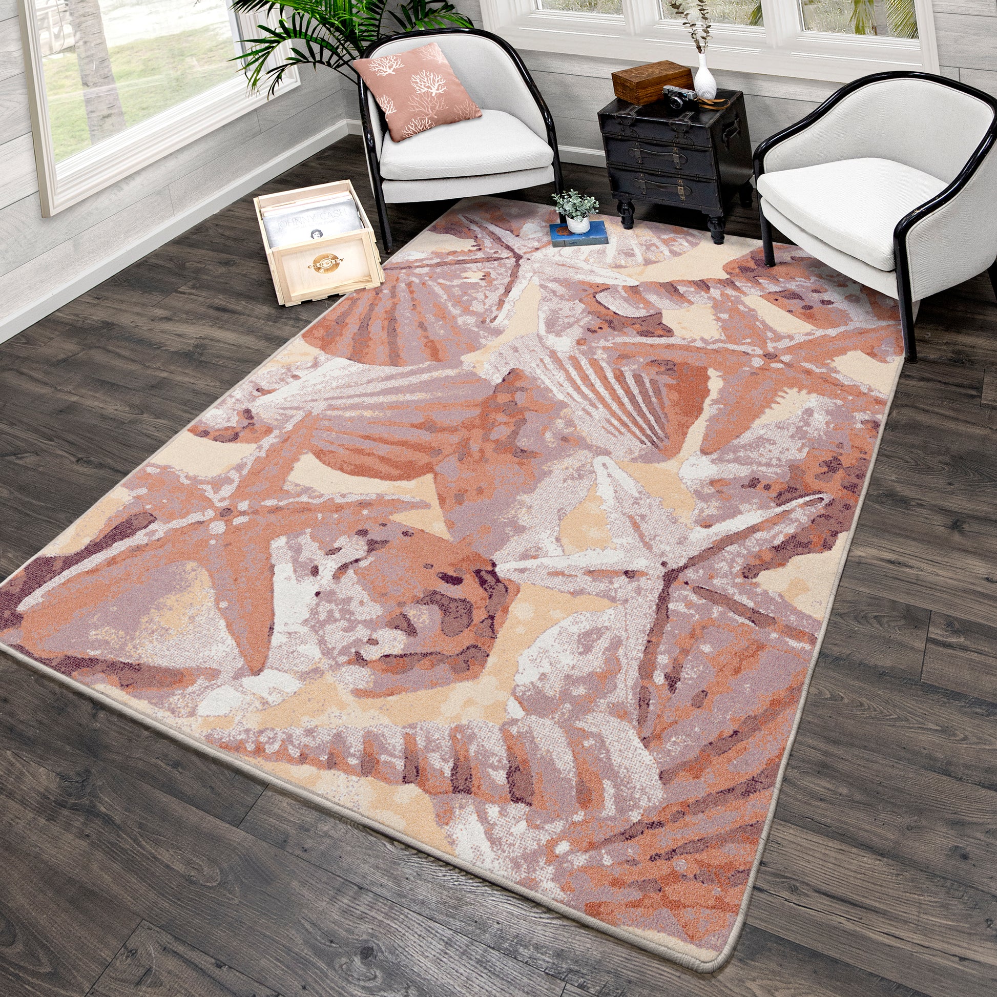 Ocean Mist Rug – Coral – detail view