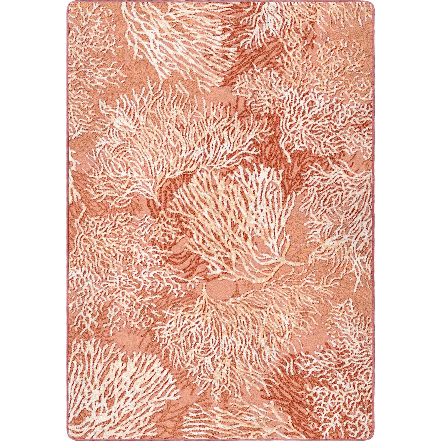 Oceanic Blooms Rug – Coral – cabin lodge area rug