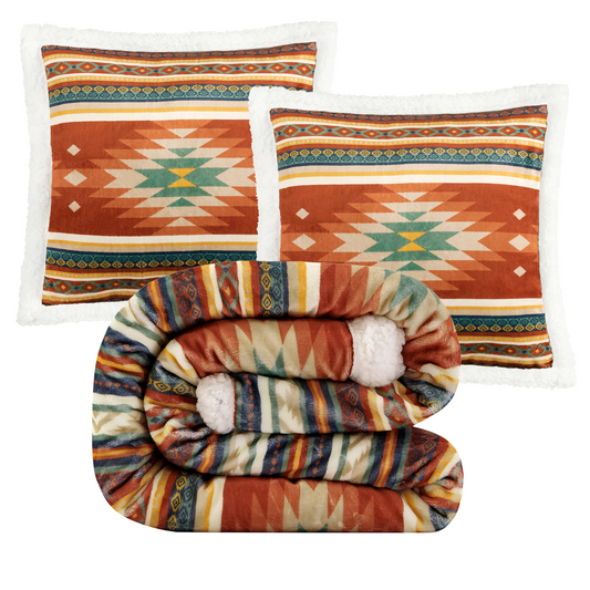 Del Sol Campfire Sherpa Throw Set, 3 Pc
