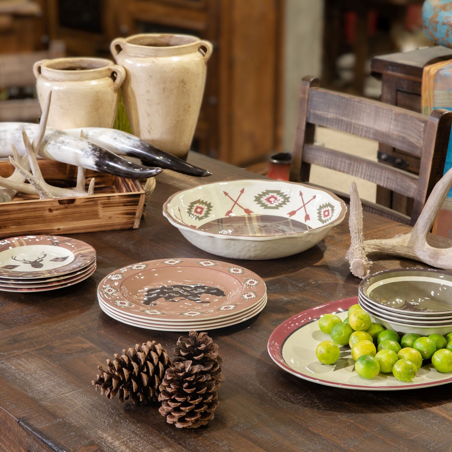 Aztec Bear Melamine Dinnerware Set, 14 Pc