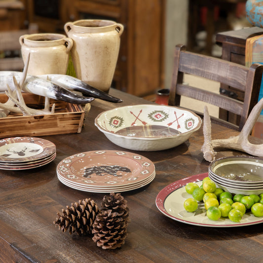 Aztec Bear Melamine Dinnerware Set, 14 Pc