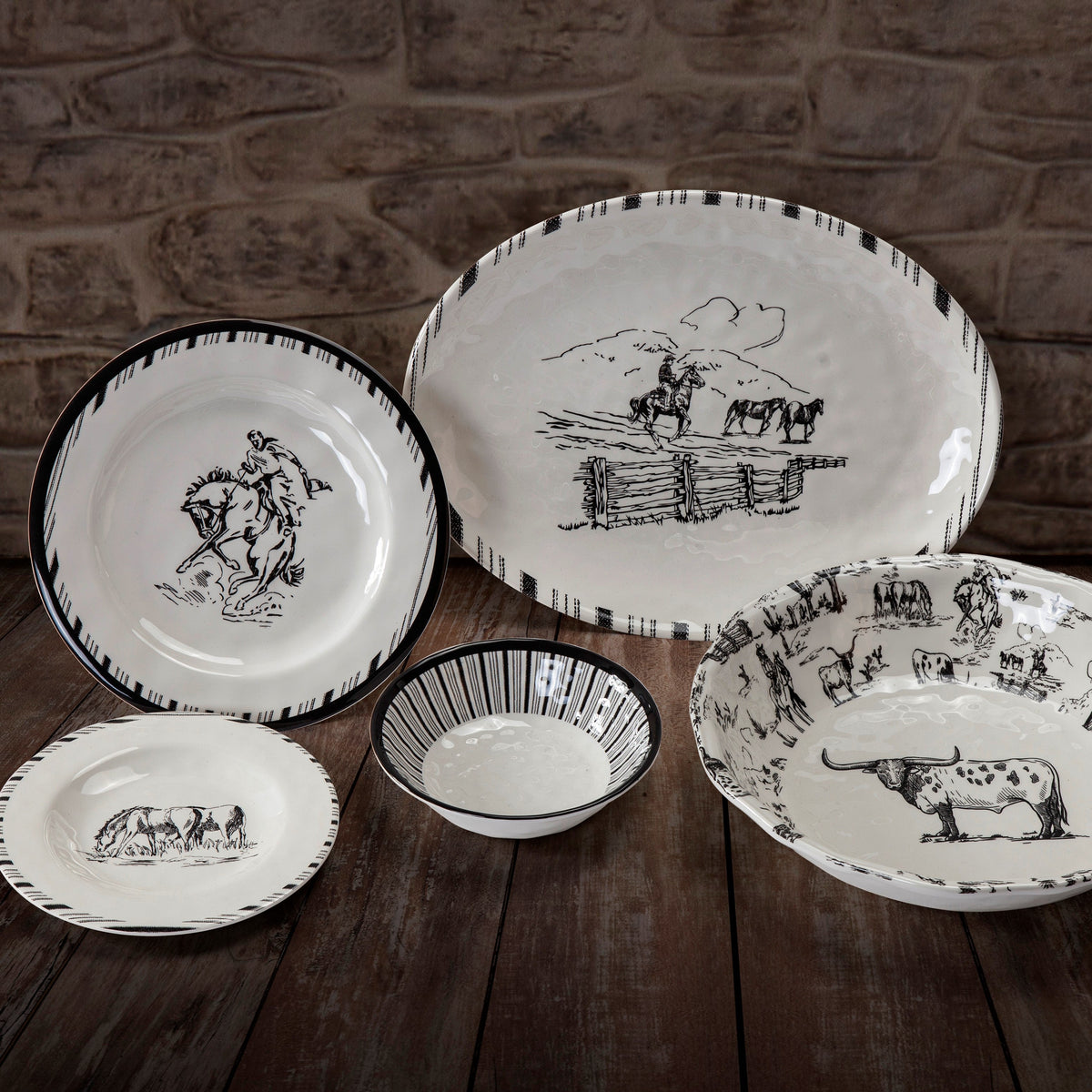 Ranch Life Melamine Dinnerware Set, 14 Pc