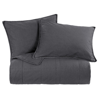 Stonewashed Cotton Canvas Coverlet Set, 2 Pc
