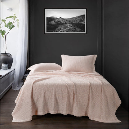 Stonewashed Cotton Waffle Weave Coverlet Set, 3 Pc