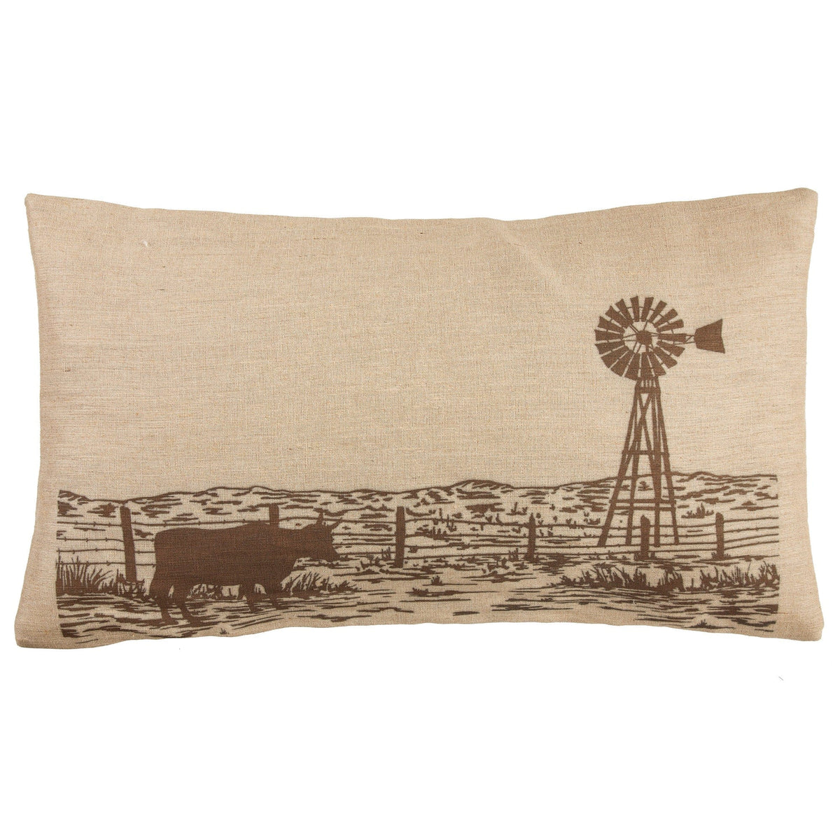 Windmill Burlap Lumbar Pillow