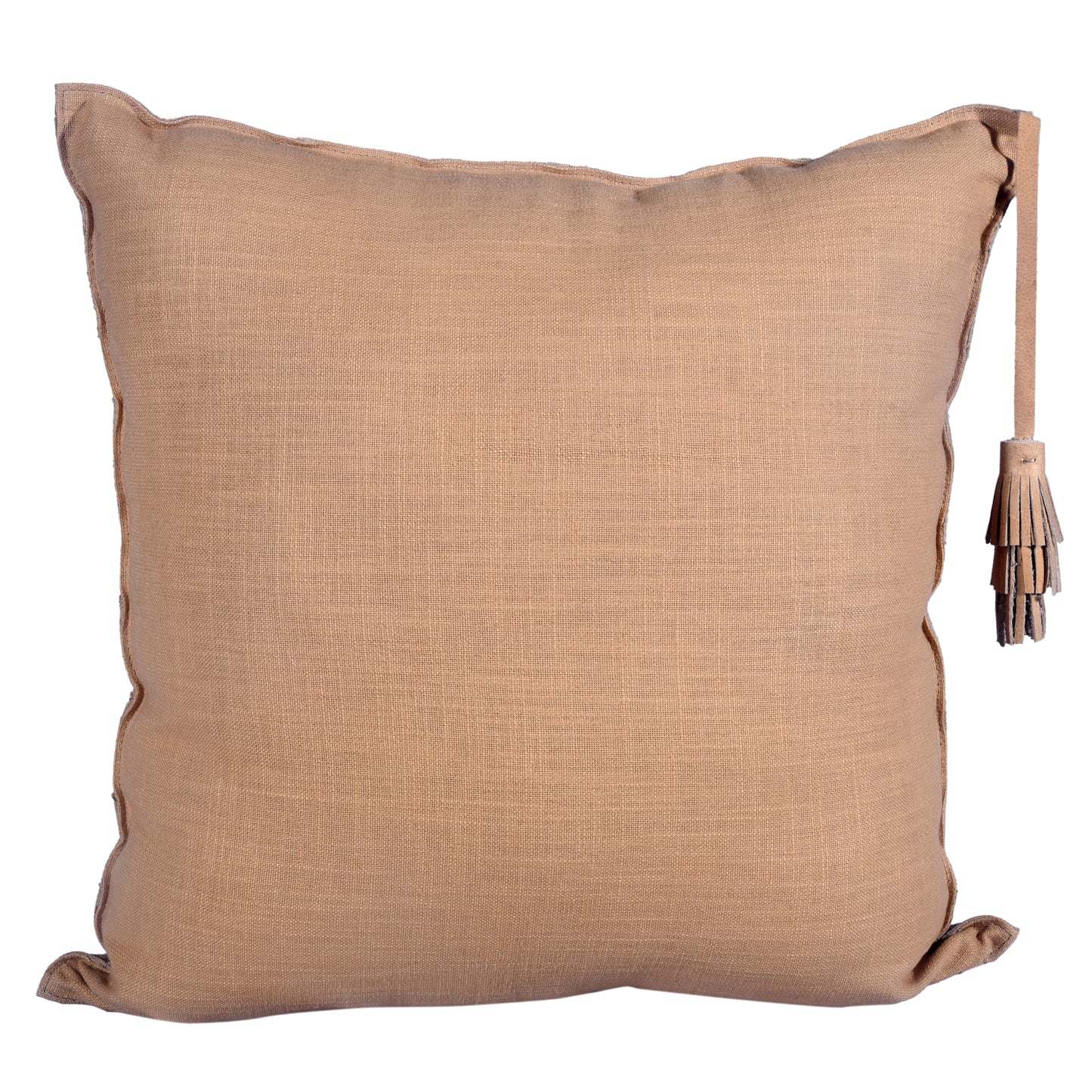 Genuine Leather Chevron Tasseled Throw Pillow