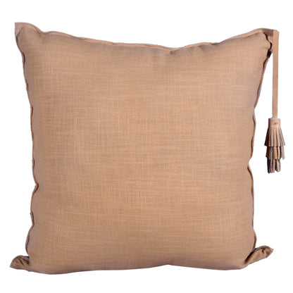 Genuine Leather Chevron Tasseled Throw Pillow