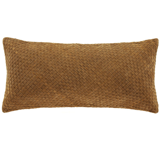 Woven Suede & Basket Weave Long Lumbar Pillow