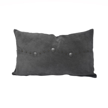 Western Suede Antique Silver Concho & Studded Lumbar Pillow