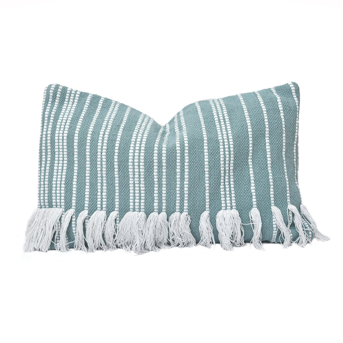 Fringed Stripe Lumbar Rug Pillow