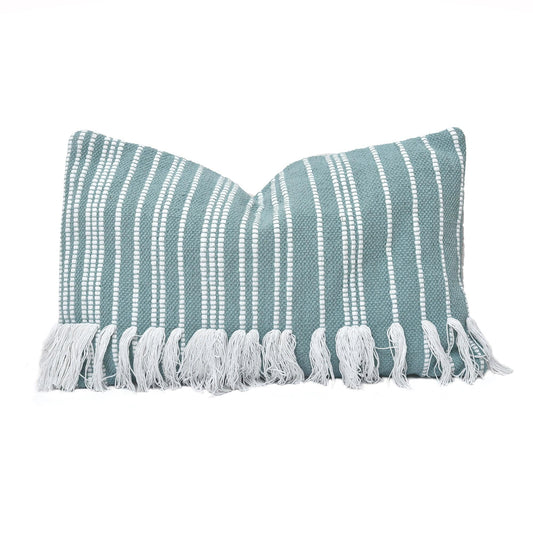 Fringed Stripe Lumbar Rug Pillow