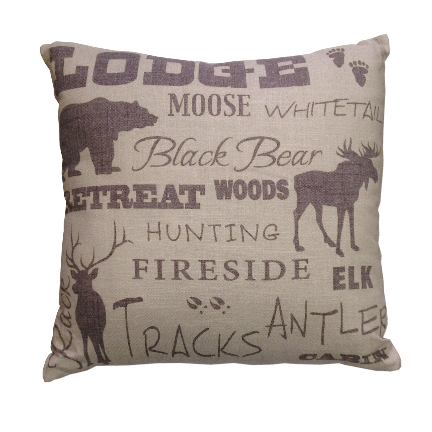 Lodge Text Collage Decorative Throw Pillow